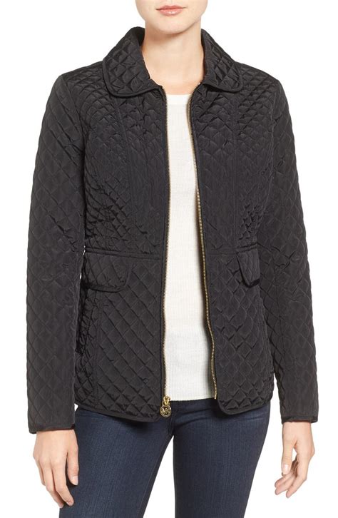 michael kors black diamond softshellmantel|michael kors quilted jacket.